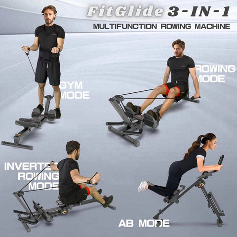 Fitbill Rowing Machine FitGlide™ 3-in-1 Rowing & Ab Machine – Brixstr