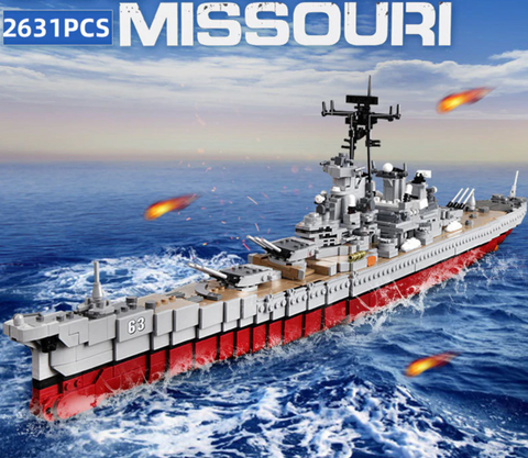 WW2 USS Missouri BB-63 Battleship Model -Navy World War II Building Blocks