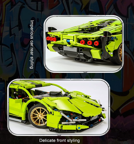 Green LMBO Racing Sports Car Model Building Blocks 1254PCS