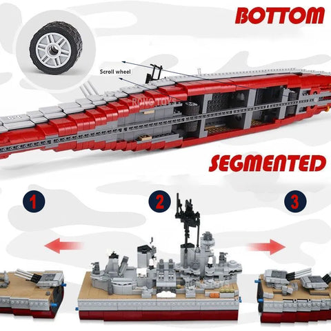 WW2 USS Missouri BB-63 Battleship Model -Navy World War II Building Blocks