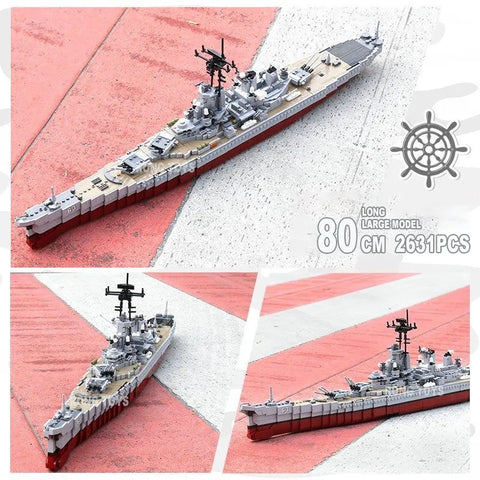 WW2 USS Missouri BB-63 Battleship Model -Navy World War II Building Blocks