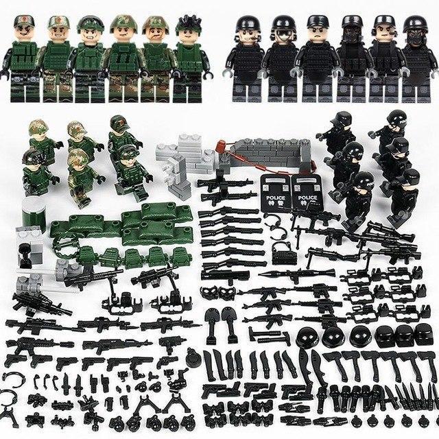 US Marines + SWAT Operations 12-Pack soldier with Weapons & Barricades