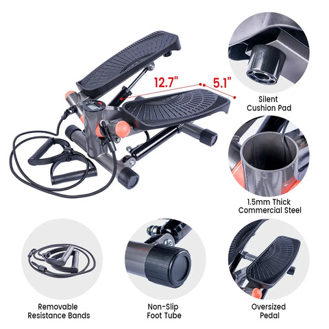 Stepura™ Stair Stepper Machine with Resistance Bands