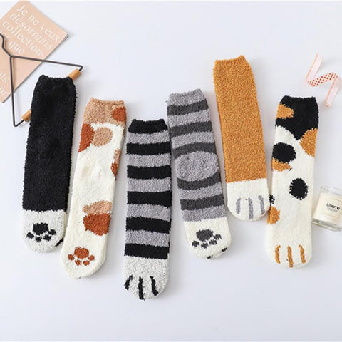 KittySocks Women’s Cute Cat Paw Fluffy Winter Socks