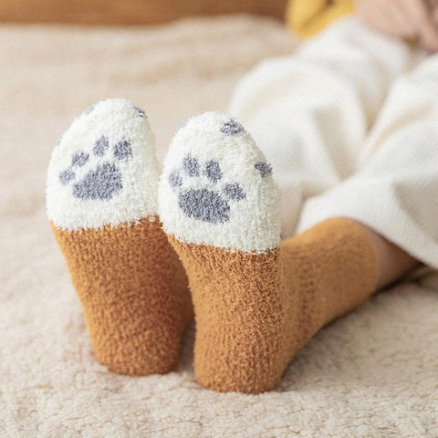 KittySocks Women’s Cute Cat Paw Fluffy Winter Socks