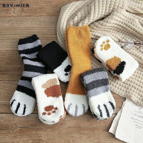 KittySocks Women’s Cute Cat Paw Fluffy Winter Socks